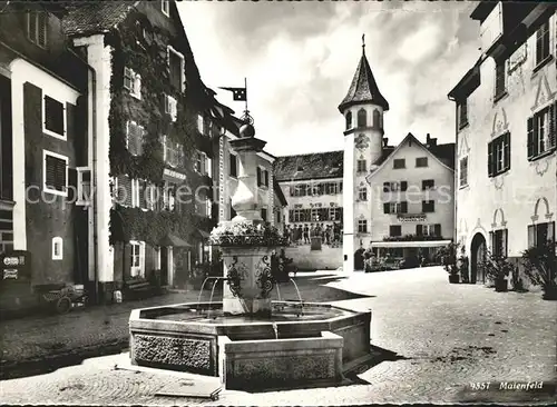 Maienfeld Platz mit Brunnen Kat. Maienfeld