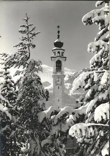 Samedan Kirche im Schnee Kat. Samedan