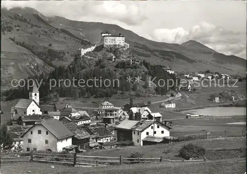 Tarasp Schloss mit Fontana und Sparsels Kat. Tarasp