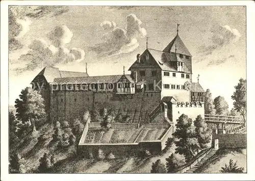 Grueningen ZH Schloss Stick von 1730 nach G. Strickler / Grueningen /Bz. Hinwil