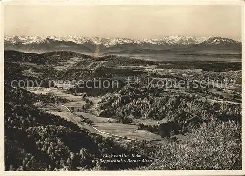 Uto Kulm Blick auf Reppischtal und Berner Alpen Kat. Zuerich