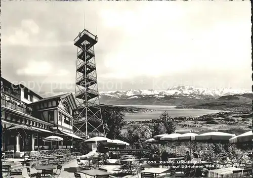 Uto Kulm Restaurant Aussichtsturm Zuerichsee Glarneralplen  Kat. Zuerich