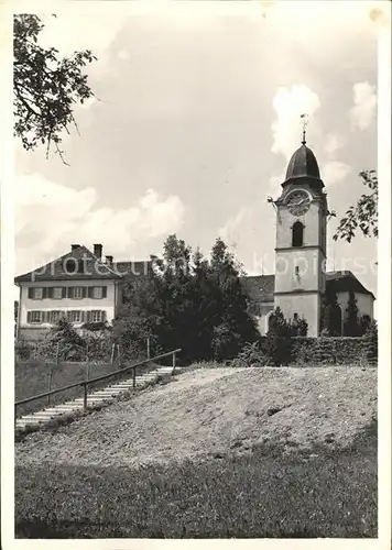 Russikon Kirche mit Pfarrhaus Kat. Russikon