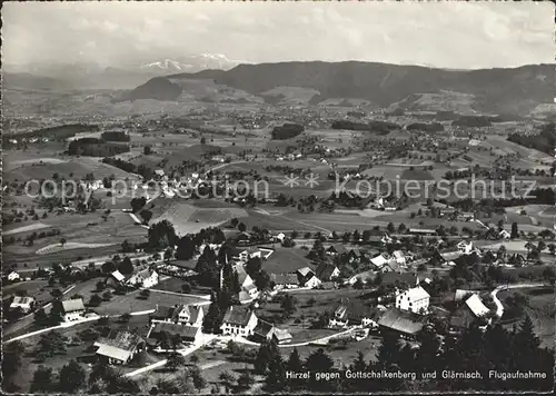 Hirzel Horgen mit Gottschalkenberg und Glaernisch Fliegeraufnahme Kat. Hirzel