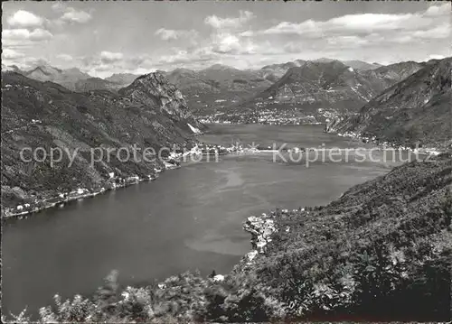 Serpiano TI Panorama von der Kurhaus Terrasse Kat. Lugano