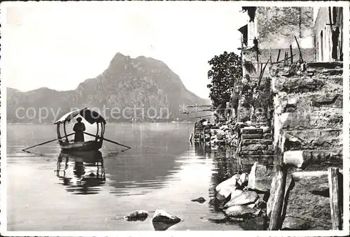 Gandria Lago di Lugano Fischerboot Seepanorama Kat. Gandria