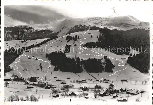 Unterwasser Toggenburg Iltios mit Abfahrtsrouten Kat. Unterwasser