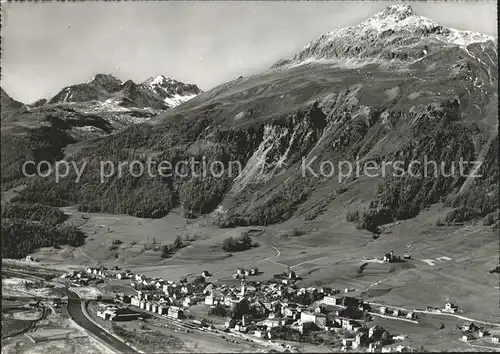 Samedan mit Cristolais Fliegeraufnahme Kat. Samedan