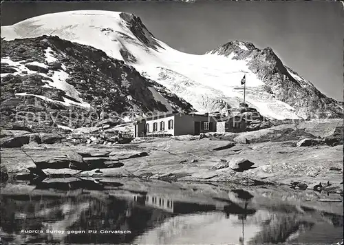 Fuorcla Surlej Berghuette mit Piz Corvatsch Kat. Surlej Fuorcla