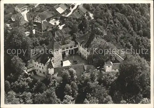 Kyburg Schloss mit Schlosshof Fliegeraufnahme Kat. Kyburg