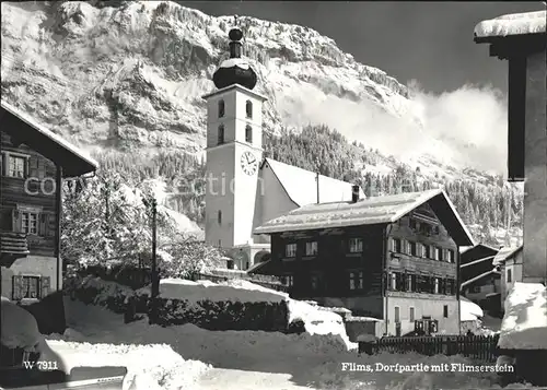 Flims Dorf Partie mit Flimserstein Kat. Flims Dorf