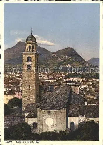 Lugano TI Kirche und Monte Bre Kat. Lugano