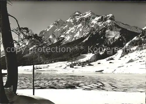 Sufers im Rheinwald mit Sufersersee und Kalkberge Kat. Sufers