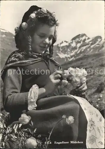 Pontresina Engadiner Maedchen in Tracht Kat. Pontresina