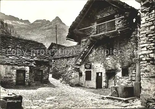 Sonogno Valle Verzasca Dorfpartie Post Kat. Sonogno