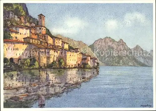 Gandria Lago di Lugano Kuenstlerkarte Kat. Gandria