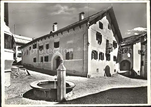 Guarda Inn Dorfplatz mit Brunnen Kat. Guarda