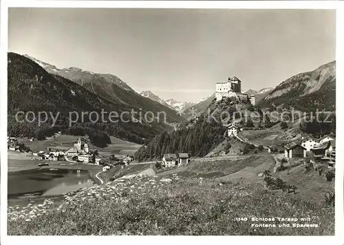 Tarasp Schloss mit Fontana und Sparsels Kat. Tarasp