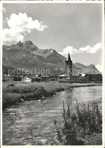 Sils Baselgia Inn mit Piz della Margna Kat. Sils Baselgia