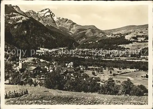 Sils Baselgia mit Thusis und Piz Beverin Kat. Sils Baselgia