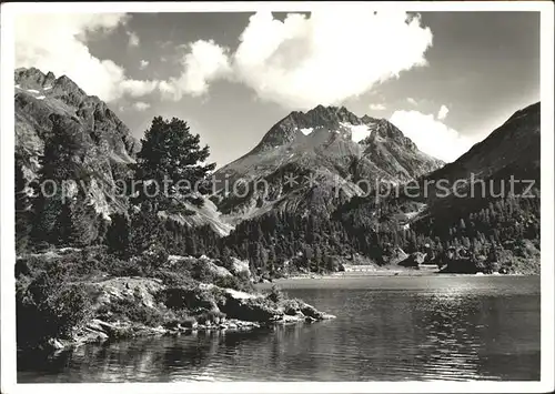 Maloja GR Lago di Cavloccio mit Monte del Forno / Maloja Graubuenden /Bz. Maloja