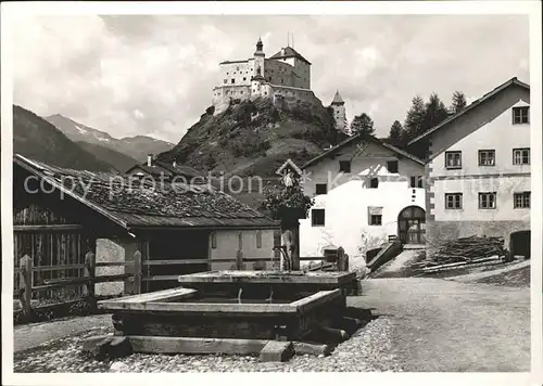 Tarasp Dorfpartie Brunnen Schloss Kat. Tarasp