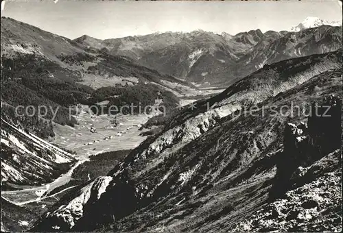 Ofenbergpass mit Blick ins Muenstertal Cierfs Lue und Ortler Kat. Zernez