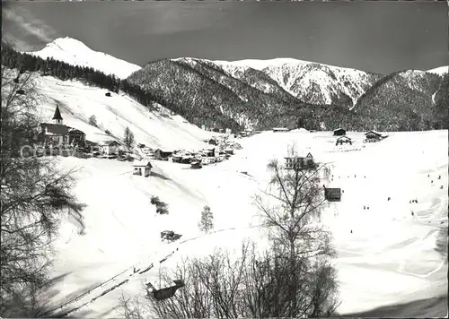 Wiesen Albula mit Skilift und Valbellahorn Kat. Wiesen