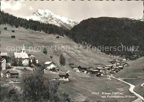 Wiesen Albula mit Valbellahorn Kat. Wiesen