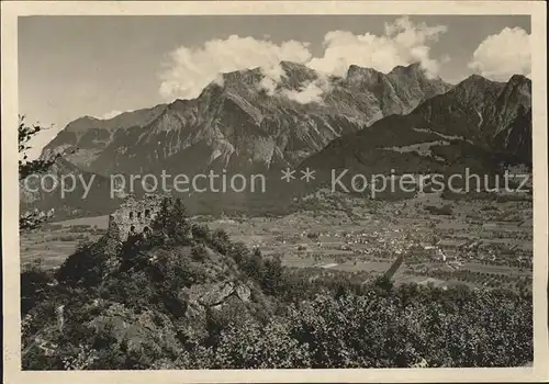 Maienfeld Ruine Wartenstein mit Falknis Kat. Maienfeld