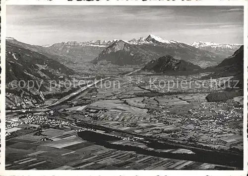 Valzeina Blick vom Flueeli mit Rheintal und Alpstein Kat. Valzeina