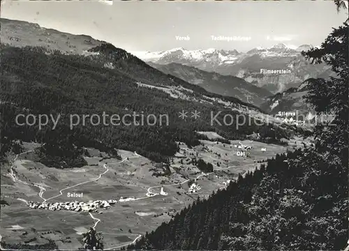 Salouf Graubuenden Panorama mit Stierva Vorab und Piz Segnes Kat. Salouf