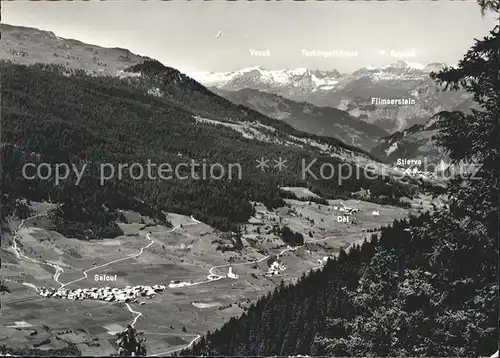 Salouf Graubuenden Panorama mit Stierva Vorab und Piz Segnes Kat. Salouf