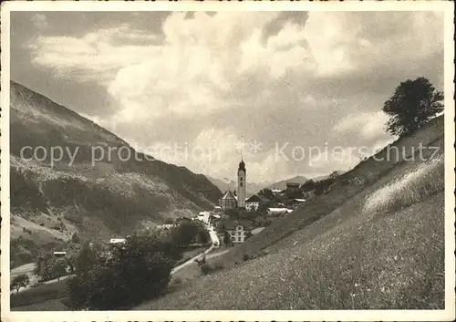 Somvix Ortsblick mit Kirche Kat. Rabius