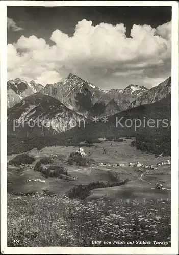 Tarasp Blick von Fetan auf Schloss Tarasp Kat. Tarasp