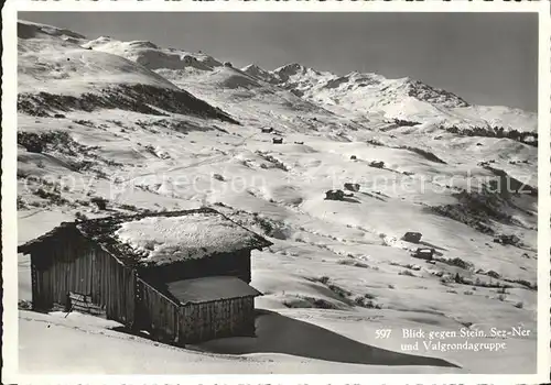 Obersaxen GR Blick gegen Stein Sez Ner und Valgrondagruppe / Obersaxen /Bz. Surselva