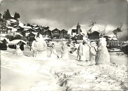 Tschiertschen Ortsansicht Schneemaenner Kat. Tschiertschen