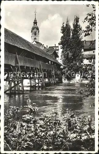 Olten Aaare Holzbruecke Kirchturm Kat. Olten