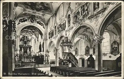 Mariastein SO Basilika Blick gegen den Chor Altar Kanzel Fresken Kat. Mariastein