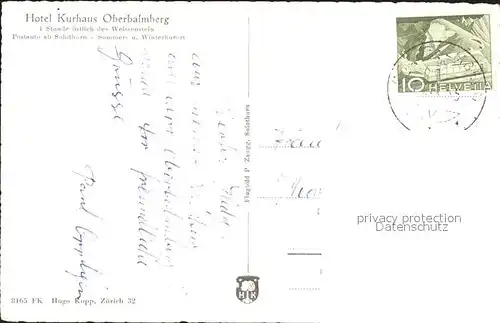 Oberbalmberg Hotel Kurhaus Fliegeraufnahme Kat. Oberbalmberg