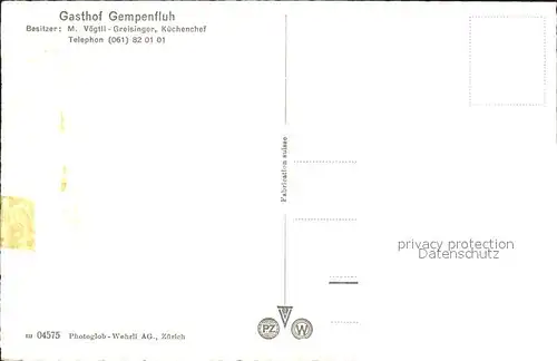 Gempen Gasthof Gempenfluh Aussichtsturm Blick auf Basel und Isteiner Klotz Kat. Gempen