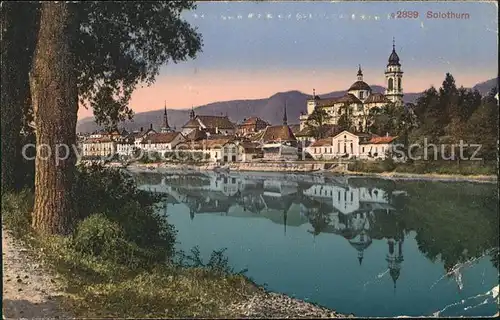 Solothurn Uferpartie an der Aare Kathedrale Kat. Solothurn