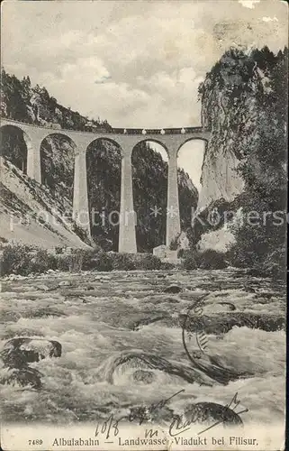 Filisur Landwasserviadukt Albulabahn Eisenbahnbruecke Kat. Filisur