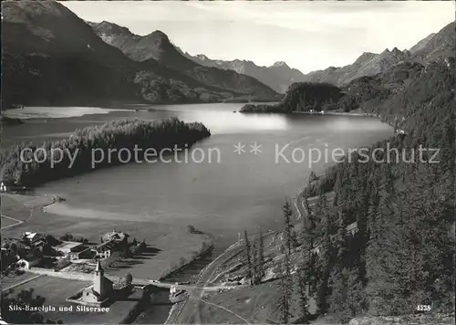 Sils Baselgia und Silsersee Alpenpanorama Kat. Sils Baselgia