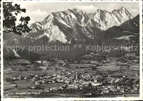 Maienfeld Panorama mit Falknis Raetikon Kat. Maienfeld