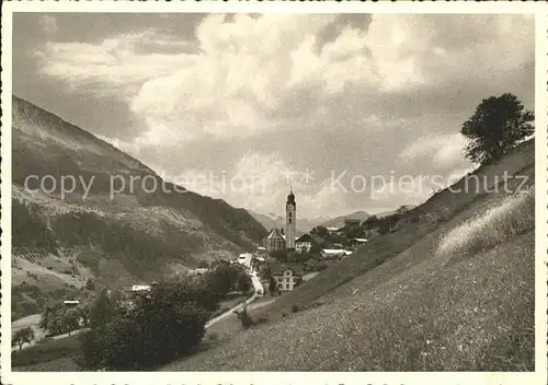 Somvix Ortsansicht mit Kirche Alpenpanorama Kunstkartenverlag Rechsteiner Nr. 204 Kat. Rabius