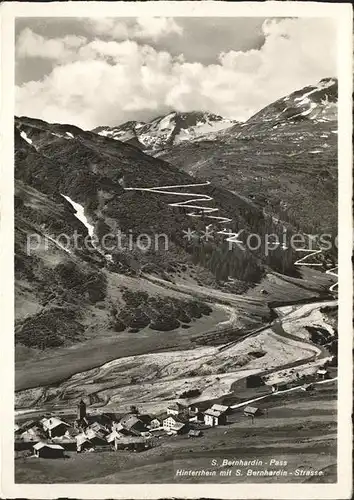 Hinterrhein mit San Bernhardin Pass Strasse Alpenpass Kat. Hinterrhein