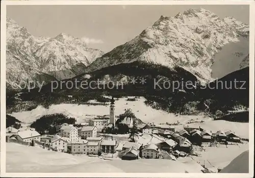 Ftan Ortsansicht mit Kirche Alpenpanorama Kat. Ftan