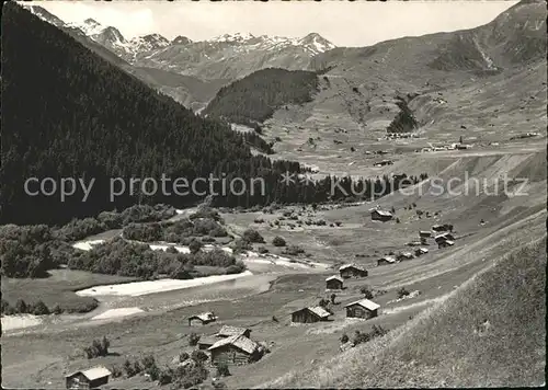 Sedrun Blick ueber das Tal Alpenpanorama Buendner Oberland Kat. Sedrun