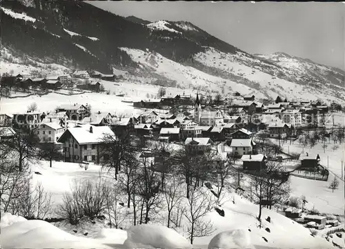 Rabius Ortsansicht mit Kirche Winterpanorama Buendner Oberland Kat. Rabius